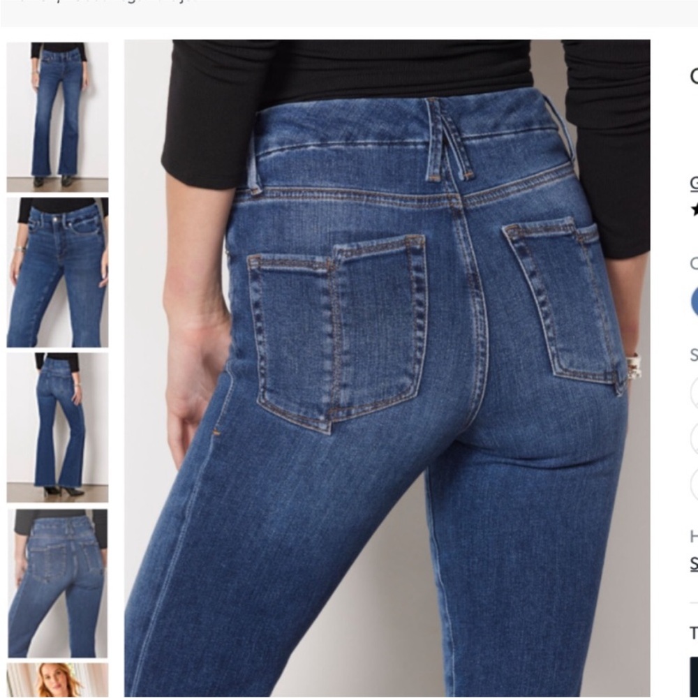 Good American Women’s High Rise Bootcut Flare Jeans Dark Wash Stretch Denim Y2K - Picture 4 of 13